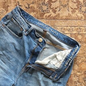 American Eagle Outfitters Blue Slim Straight Jeans 90s Highest Rise Boyfriend